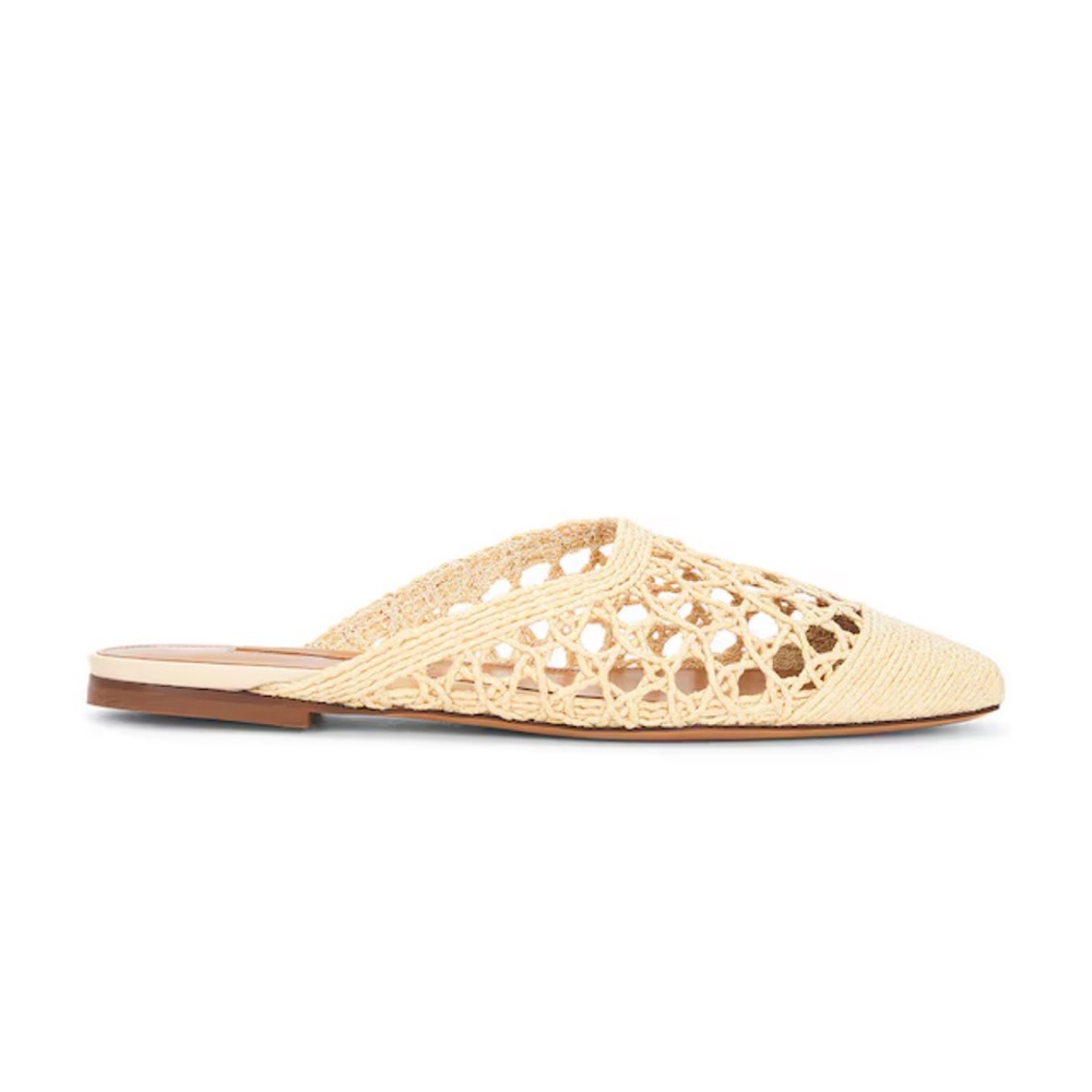 Elegant Cream Woven Raffia Mules